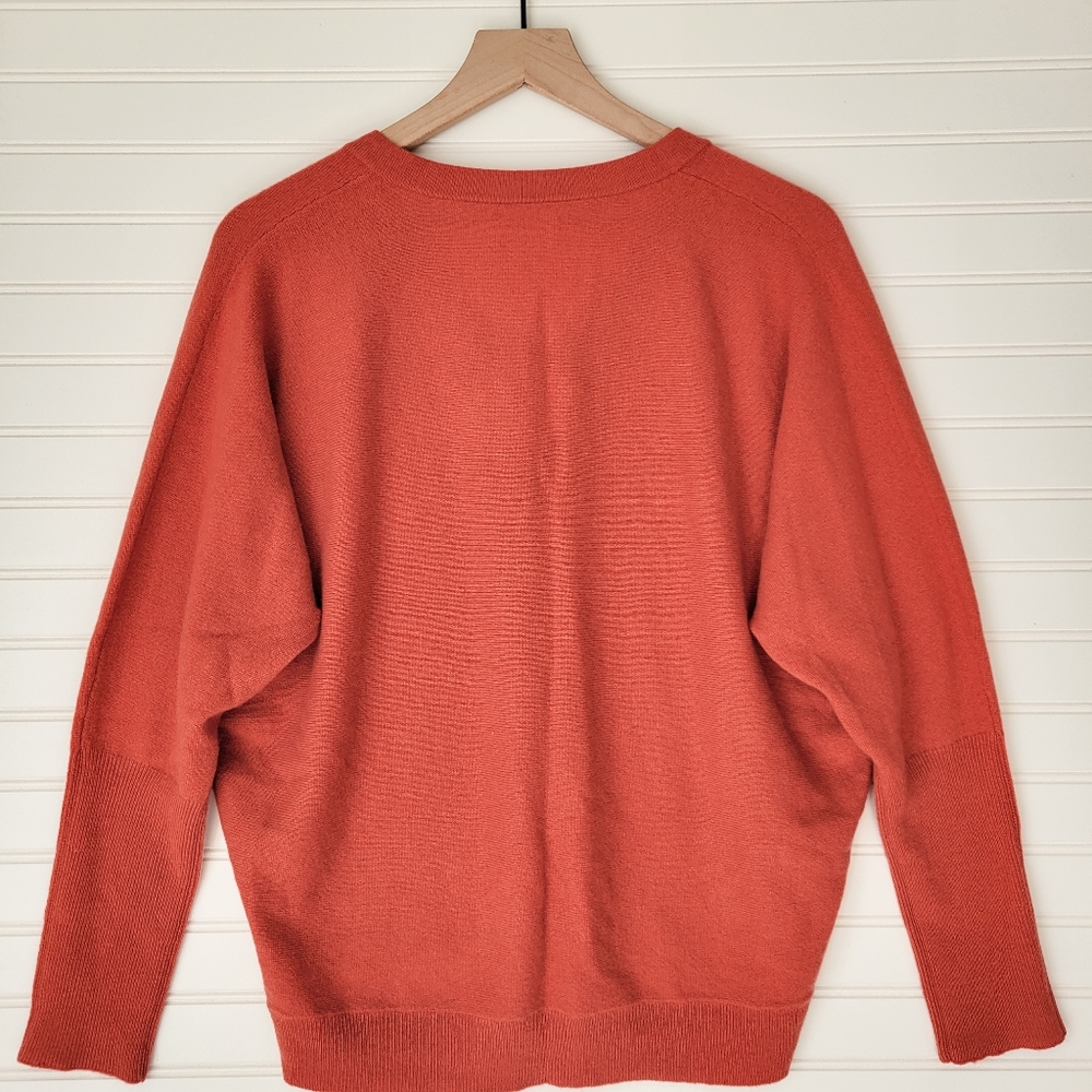 Garnet Hill V-Neck Cashmere Sweater in Rust - Picture 3 of 6